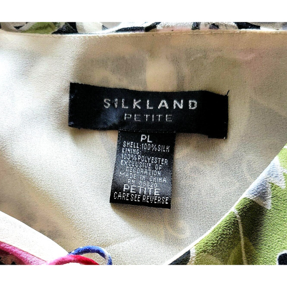 SILKLAND Floral Silk Shear Lined Top With Sequins and Beads Sz PL Petite - Picture 10 of 11